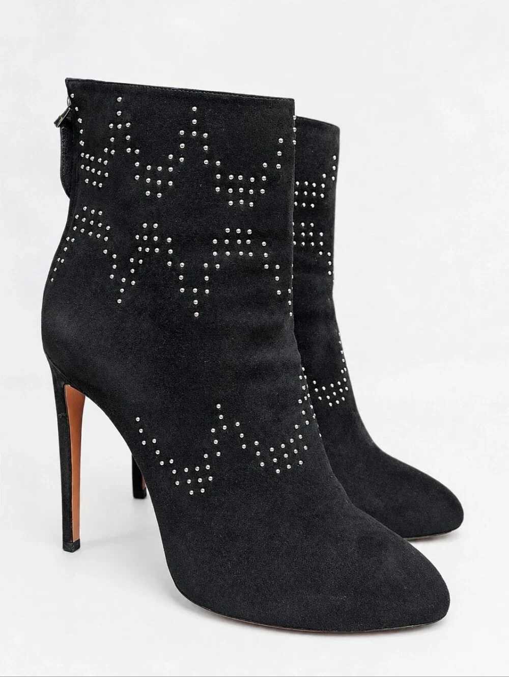 ALAIA | Black Suede Studded Stiletto Ankle Boots Size EU 40 / US 10